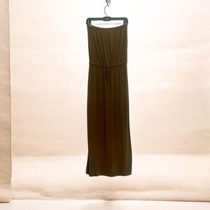 J. Crew Women’s Olive Green Strapless Front Tie Maxi Dress Size S